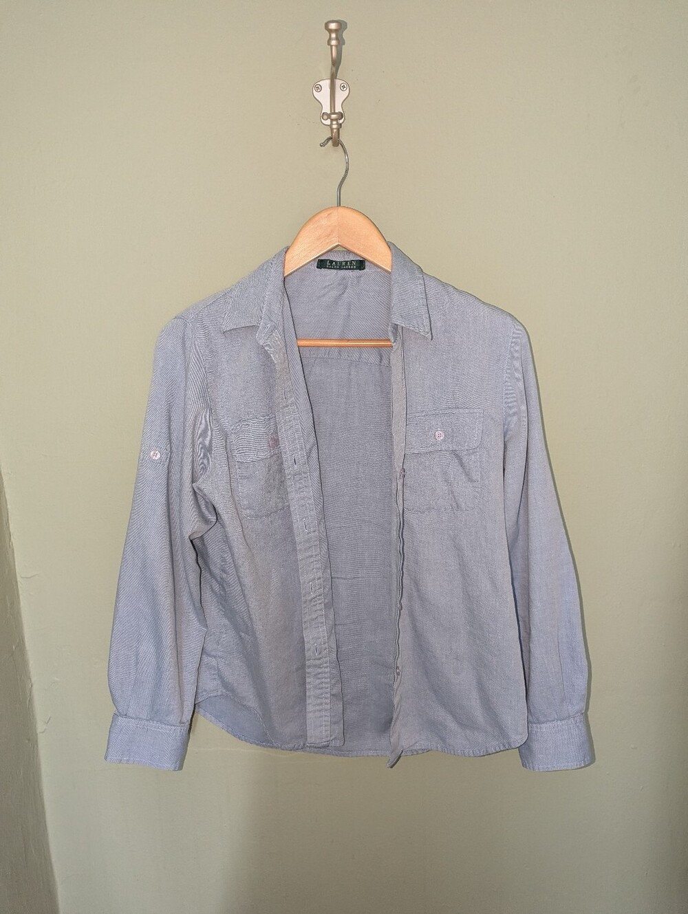 Lauren Ralph Lauren Light Blue 100% Cotton  Casual Button-Down Shirt